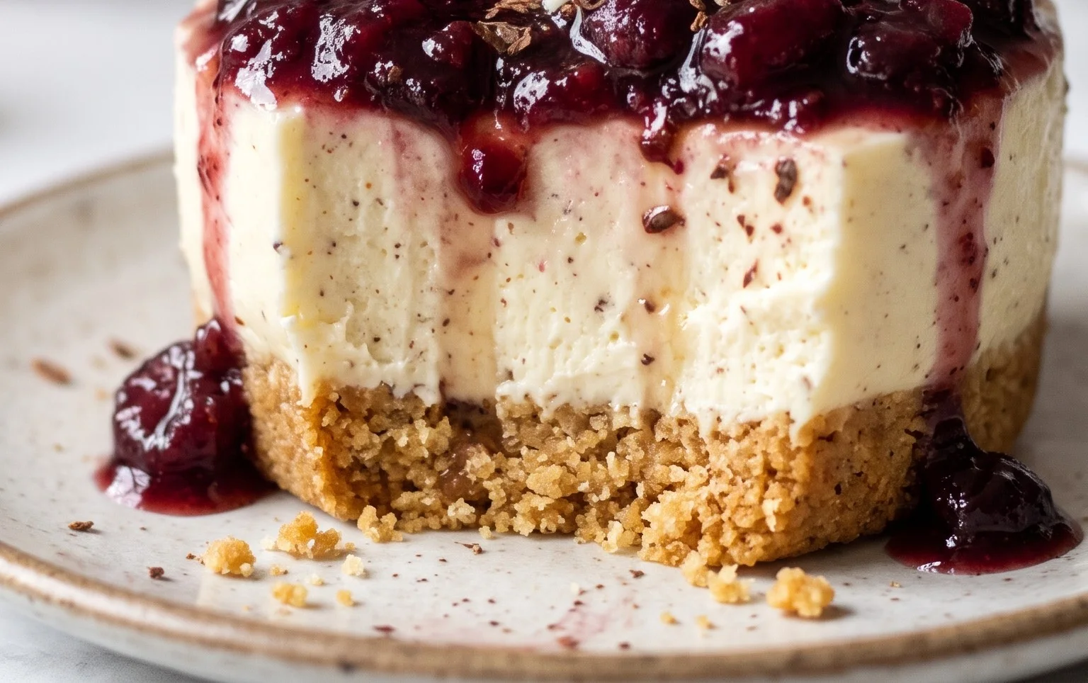 No-Bake White Chocolate Cheesecakes With Mulled Grape Juice Fruit