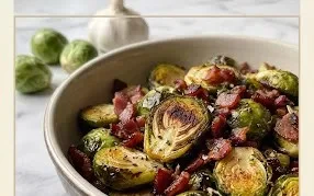 Roasted Brussels Sprouts with Beef Ham